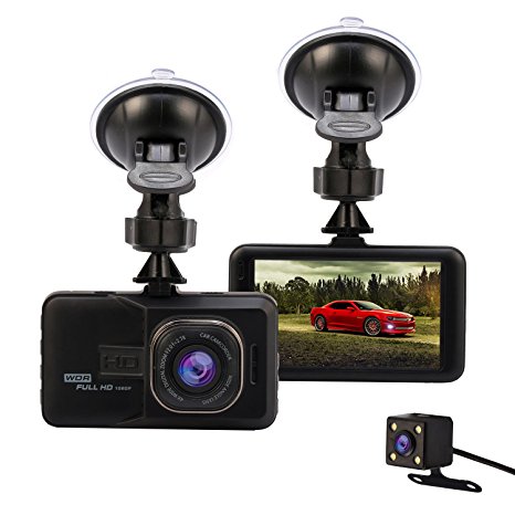 Dash Cam Bnoia Dashboard Camera 3.0" Full HD 1080P Video Recorder DVR with Rear Camera Loop Recording Motion Detection Parking Guard G-Sensor