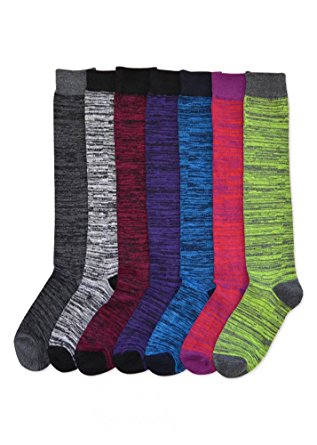 Ladies Colorful Knee High Fashion Socks Assorted (6 Pack)