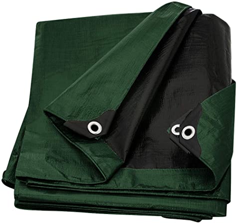 Tarp Cover Green/Black Waterproof 10X20 Great for Tarpaulin Canopy Tent, Boat, RV Or Pool Cover!!! (Standard Poly Tarp 10X20')