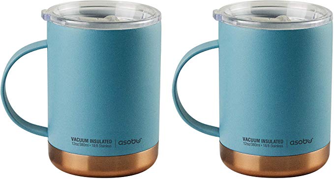Asobu Ultimate Stainless Steel Ceramic Inner Coating Insulated Mug (Blue 2 pack)