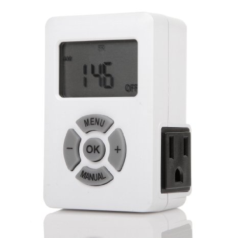 Century 7 Day Programmable Digital Timer With 3-Prong Outlet, One Key Start Countdown Function