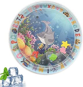 Round Water Squishy Mat Toy for Big Cats, 40" Cat Water Play Mat for Indoor Cats, Pet Water Sensory Mat, Essential Summer Toys for Cats to Relieve Heat (A（23.6 * 23.6in）)