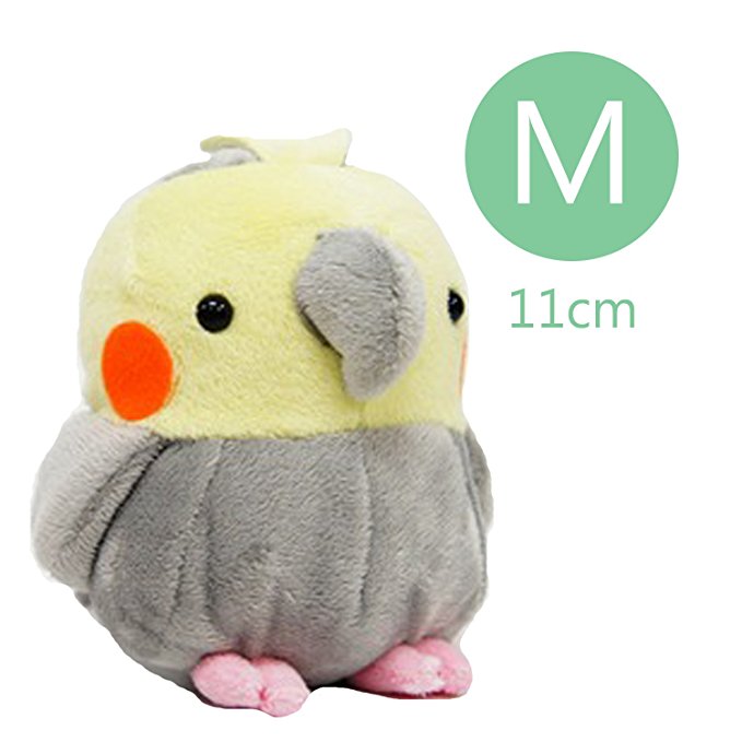 Soft and Downy Medium Bird Stuffed Toy Doll (Cockatiel / Grey / M size 11 cm)