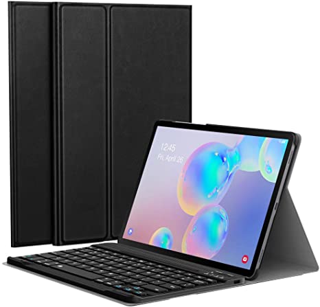 MoKo Keyboard Case Fit Samsung Galaxy Tab S6 10.5 2019, Premium PU Leather Stand Cover with Removable Bluetooth Keyboard Cover Case for Galaxy Tab S6 10.5" SM-T860/T865 2019 Tablet - Black