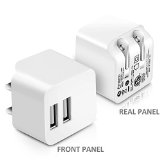 Wall ChargerAMEMO 12W24A 2-Port USB Power Adapter with Foldable Plug for iPhoneiPadSamsung Galaxy MotorolaHTCOther SmartphonesExternal Batteries and More White