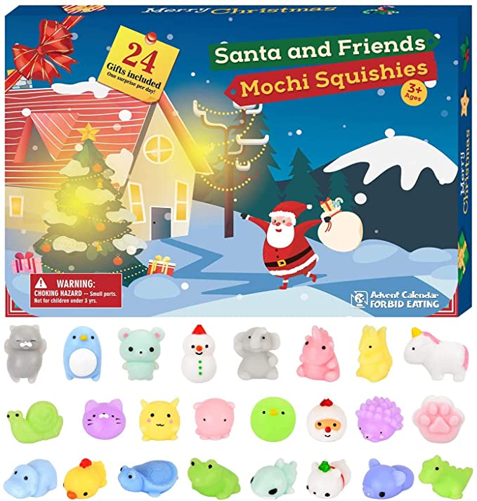 Elover Advent Calendars 2021 Christmas Countdown Toys for Kids Gift for Christmas with 24pcs Different Cute Animal Toys for Girls Boys