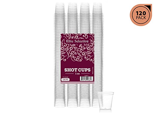 Elite Selection Pack Of 120 Disposable Party Hard Plastic 1 Oz. Shot Glasses Cups