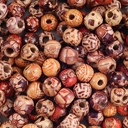 YUEAON wholesale 200pcs 10mm natural painted wood beads round loose wooden bead bulk lots ball for jewelry making craft hair diy macrame bracelet necklace mix color