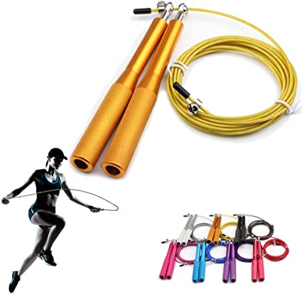 Suki Chris Jump Rope Portable Weighted for Boxing MMA Fitness Training - Non-Slip Aluminum Handles Adjustable Wire Jump Rope