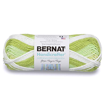 Bernat Handicrafter Cotton Stripes Yarn, 1.5 Ounce, Lime, Single Ball