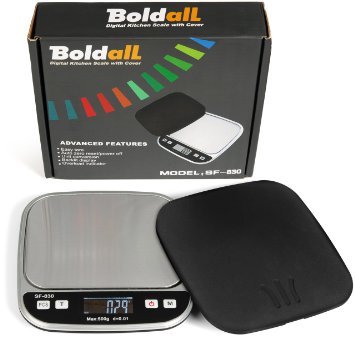 BOLDALL Portable Digital Kitchen Food Scale with Cover 500g x .01g .001oz LCD Display