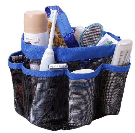 Quick Dry Hanging Toiletry and Bath Organizer with 8 Storage Compartments, Shower Tote, Mesh Shower Caddy, Perfect Dorm, Gym, Camp & Travel Tote Bag, Black