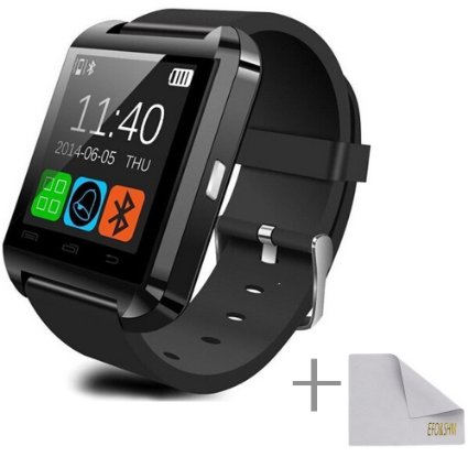 EFOSHM BLACK SMART WATCH Wireless V8 Bluetooth Smartwatch for iPhone Sumsung Android (Black)