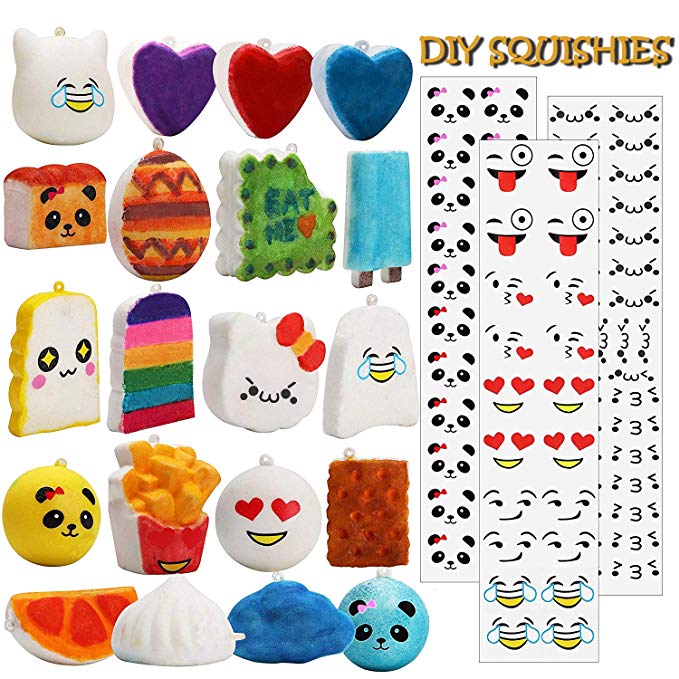 R.HORSE Cute 20 Pack DIY Squishies Set Kawaii Cream Scented Squishies Slow Rising Decompression Squeeze Toys Kids Stress Relief Toy Large