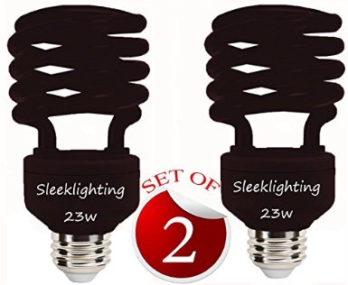 SleekLighting 23 Watt T2 BLACK Light Spiral CFL Light Bulb 120V E26 Medium Base-Energy Saver Pack of 2