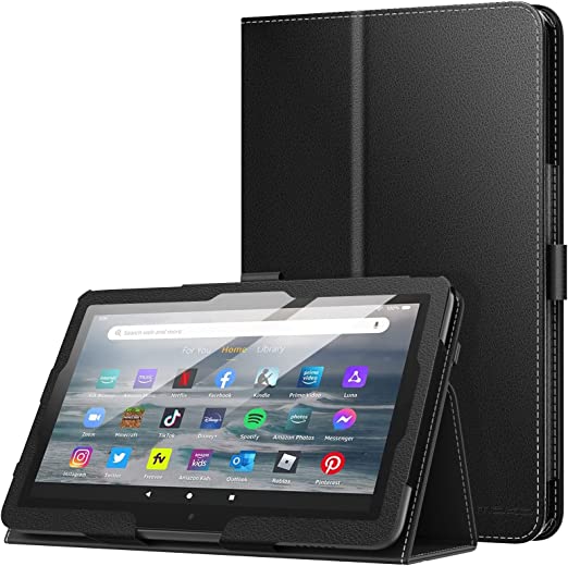 Moko Case Compatible with Amazon All-New Kindle Fire 7 Tablet (2022 Release-12th Generation) Latest Model 7" - Slim Folding Stand Cover with Auto Wake/Sleep, Black