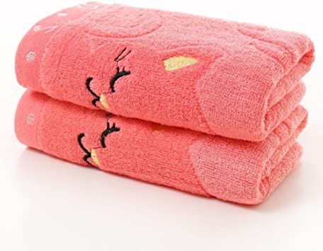 Cute Cat Musical Note Child Soft Towel Water Absorbing for Home Bathing Shower, 2550cm Pink