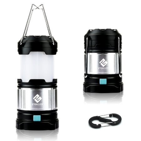 Etekcity 1 Pack Portable Rechargeable LED Camping Lantern Flashlights & 4400mah USB Power Bank (Black)