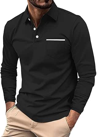 Golf Long Sleeve Shirts for Men Turn Down Collar Blouse Long Sleeve top Shirt Fashion Casual Shirt Collared Shirt Men