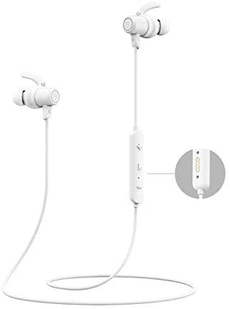 SOUNDPEATS Bluetooth Headphones IPX8 Waterproof, Wireless Earbuds with Magnetic Charging Contactor, APTX HD Audio CVC Noise Cancellation, 14 Hours Playtime Bluetooth 5.0, Sports Earphones Built-in Mic (white)