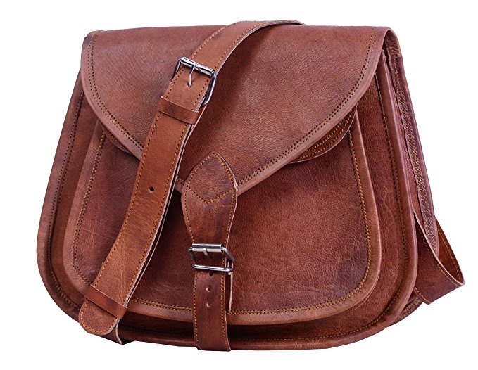 Komal's Passion Leather 10" Women's Leather Purse Satchel Handbag Tote Bag
