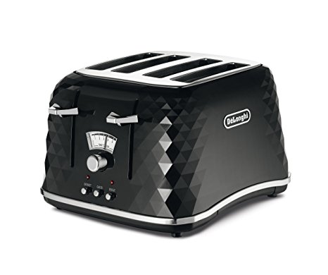 De'Longhi CTJ4003.BK Brillante Faceted 4 Slice Toaster - Black