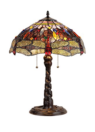 Chloe Lighting CH33341DY16-TL2 "Dragan" Tiffany-Style Dragonfly 2 Light Table Lamp 16" Shade