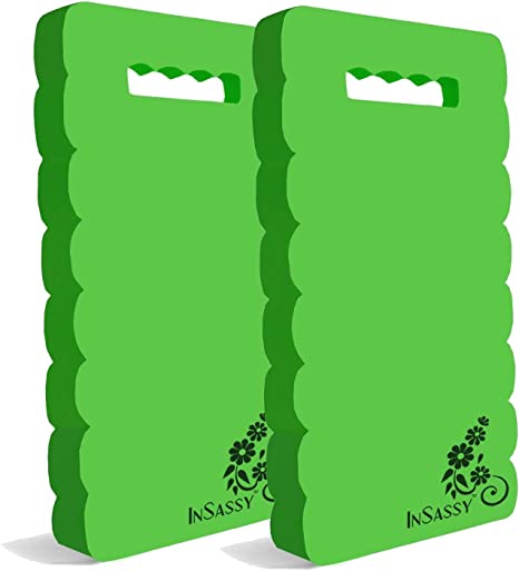 InSassy Garden Kneeler Pad - Kneeling Mat for Gardening Baby Bath Yoga Exercise & Prayer - High Density Foam Knee Pad for Work (18" x 8 1/4" x 4/5" - 2 Pack, Green)