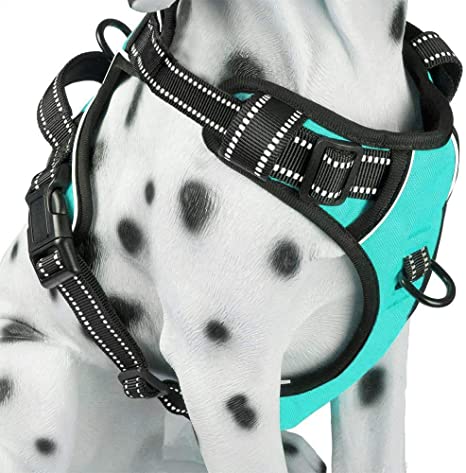 PoyPet No Pull Dog Harness, Reflective Vest Harness with 2 Leash Attachments and Easy Control Handle for Small Medium Large Dog