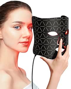 LED Light Therapy Mask Skin Care Mask, LED Red Light Therapy 630nm & 830nm Wavelength for Home Use, Body Beauty Machine for Care at Home (Ebony black)