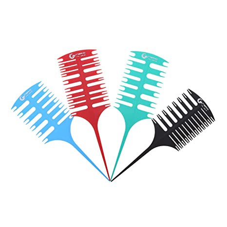 Anself 4Pcs/Set Hair Highlight Sectioning Comb for Hair Coloring Highlighting Weaving Sectioning 2-Way Hair Dye Styling Tool For Salon Use
