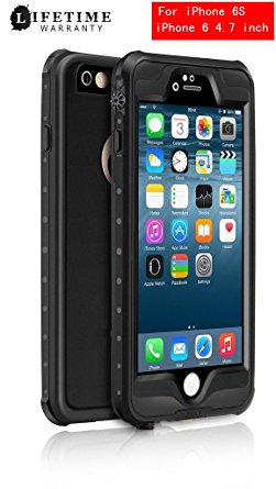 AOWOTO Cases for iPhone 6s / iPhone 6 Waterproof Case 4.7 inch , [Dot Series] 6.6ft Depth Under Water Dirtpoof Shockproof Snowproof protective Cover ( Black )