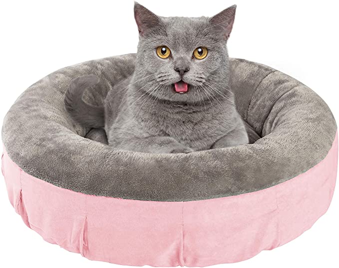 Love's cabin Round Donut Cat and Dog Cushion Bed, 20in Pet Bed For Cats or Small Dogs, Anti-Slip & Water-Resistant Bottom, Super Soft Durable Fabric Pet Supplies, Machine Washable Luxury Cat & Dog Bed