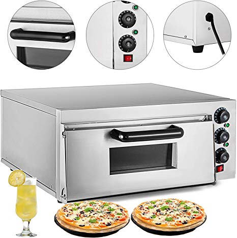 VEVOR Commercial Pizza Oven 2200W Stainless Steel Pizza Oven Countertop 110V Electric Pizza and Snack Oven 16 Inch Deluxe Pizza and Multipurpose Oven for Restaurant Home Pizza Pretzels Baked Dishes