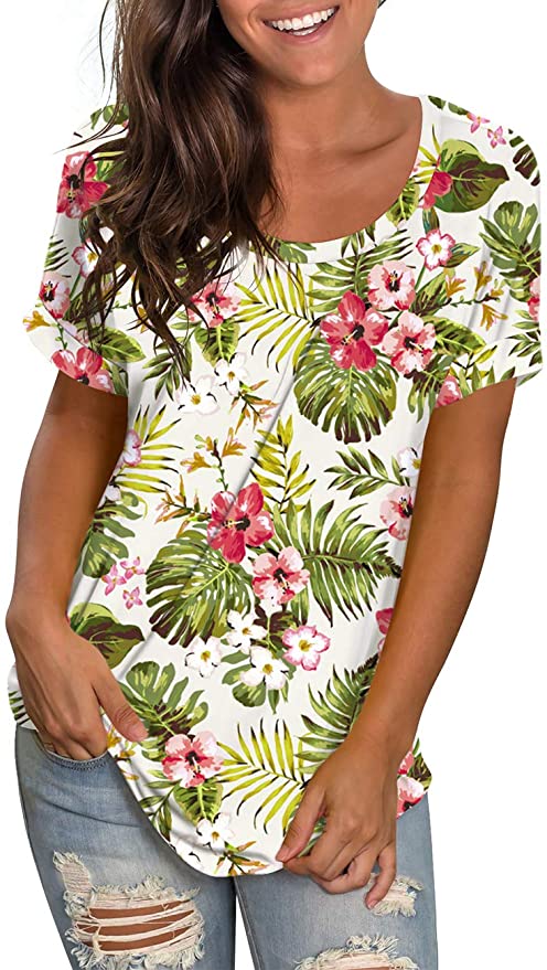 NIASHOT Women T-Shirt Round Neck Short Sleeve Basic Summer Tee Tops