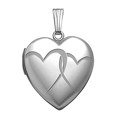 PicturesOnGold.com Sterling Silver Interlocking Hearts Heart Locket 3/4 Inch X 3/4 Inch