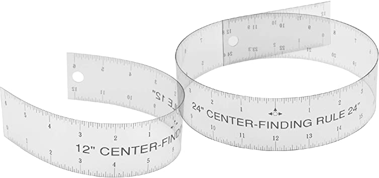 Clear Flex Center Finding Ruler, Ideal for Woodworking, Arts, Crafts, Scrapbooking, Carpentry, Frame Hanging, School Projects, Sewing, Quilts and General Home Use … (12" & 24" Ruler)