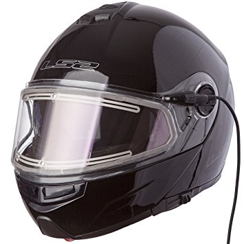 LS2 Helmets Strobe Solid Modular Snow Helmet with Electric face Shield and Sunshield (Black, XX-Large)