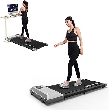 Superun Walking Pad, 2 in 1 Under Desk Treadmill, Walking Pad Treadmill Under Desk with 300lbs Capacity, Treadmills for Home and Office Free Installation with Remote Control