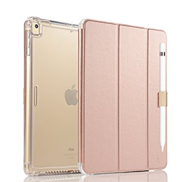 Vanctec for iPad Air Case, iPad Air 2 Cases, iPad Pro 9.7 Cover, New iPad 2017 Folio, Smart Stand Protective Heavy Duty Rugged Impact Resistant Armor Cover with Apple Pencil Holder, Rose Gold