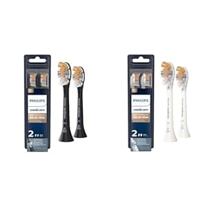 Philips Sonicare Genuine A3 Premium All-in-One Replacement Toothbrush Heads, 2 Brush Heads, Black & Genuine A3 Premium All-in-One Replacement Toothbrush Heads, 2 Brush Heads, White