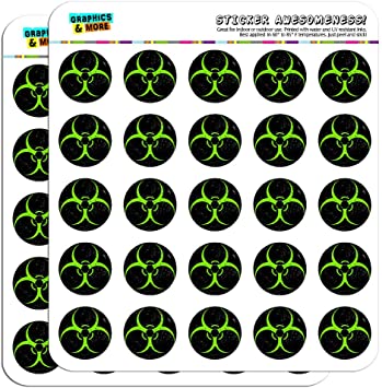 Biohazard Warning Symbol Green Zombies 1" Planner Calendar Scrapbooking Crafting Stickers - Opaque