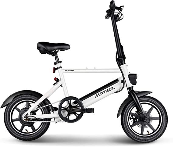 Murtisol Electric Bicycles Aluminium Adult Ebike 36V 250W, 6AH Lithium Battery, Dual Disc Brakes, 3 Digital Adjustable Speed, Hidden Battery Design, Foldable Handle