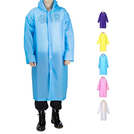 Portable Adult Rain Poncho, Opret Reusable Raincoat with Hoods and Sleeves, Durable, Lightweight and Perfect for Outdoor Activities, Size 45.2" by 24.8"