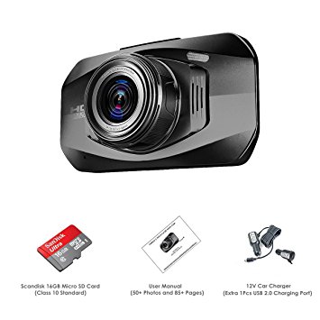 Dash Cam, OUMAX DC27HD-S Full HD Car Camera, SONY IMX323 EXMOR CMOS Image Sensor,Parking Mode, WDR, Enhanced FHD1080P 170 degree Wide View Angle, Super Night Vision with 16G Micro SD Included - Silver