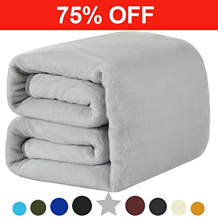 Fleece Twin Blanket 330 GSM Super Soft Warm Extra Silky Lightweight Bed Blanket, Couch Blanket, Travelling and Camping Blanket (Smoky Grey)