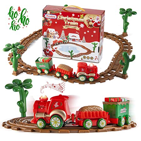 Prextex Kids Christmas Train Around The Tree Musical Christmas Train Set for Kids
