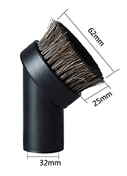 Replacement Round Dusting Brush Soft Horsehair Bristle Vacuum Attachment 1.25" 1-1/4" 32mm Black Brush for Most Brand Accepting 1.25'' Attachment