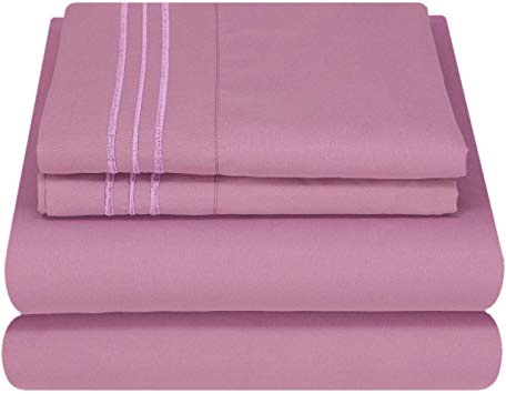 Mezzati Luxury Bed Sheet Set - Soft and Comfortable 1800 Prestige Collection - Brushed Microfiber Bedding (Purple Jasper, Queen Size)