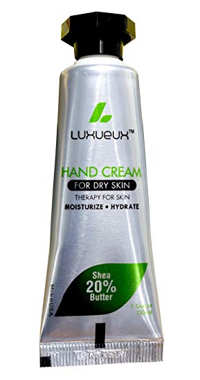 Luxueux Hand & Foot Cream - 20% Shea Butter - Premium Moisturizer for Dry, Cracked or Itchy Skin - Easy Lotion Like Application, Fast Acting - Loved by HealthCare Pro's, Made In the USA (1 Ounce/Tube)